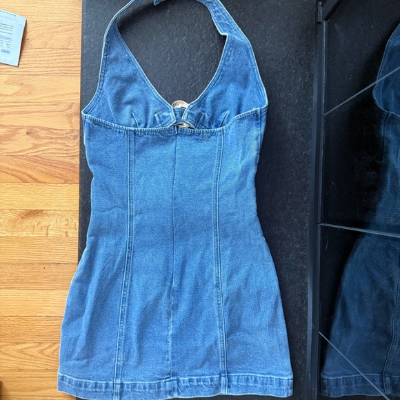 Commense Blue Denim Halter Dress with Buckle Accents - Picture 5 of 6